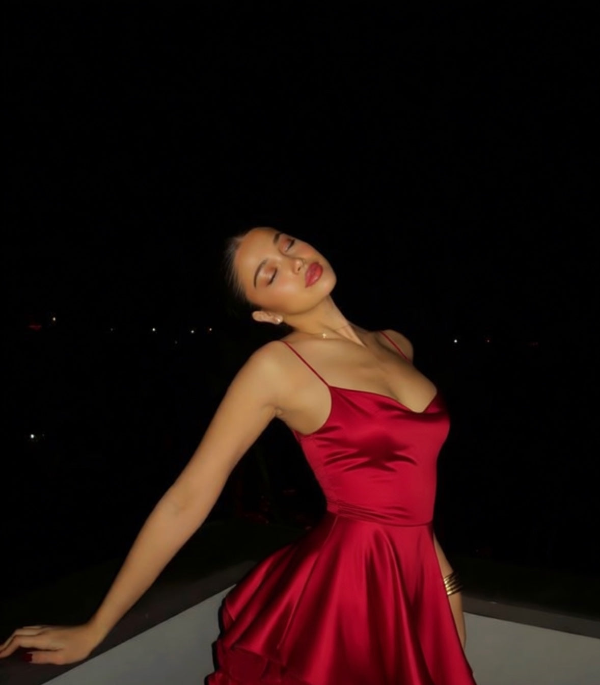 Lace Up Back Satin Mini Dress