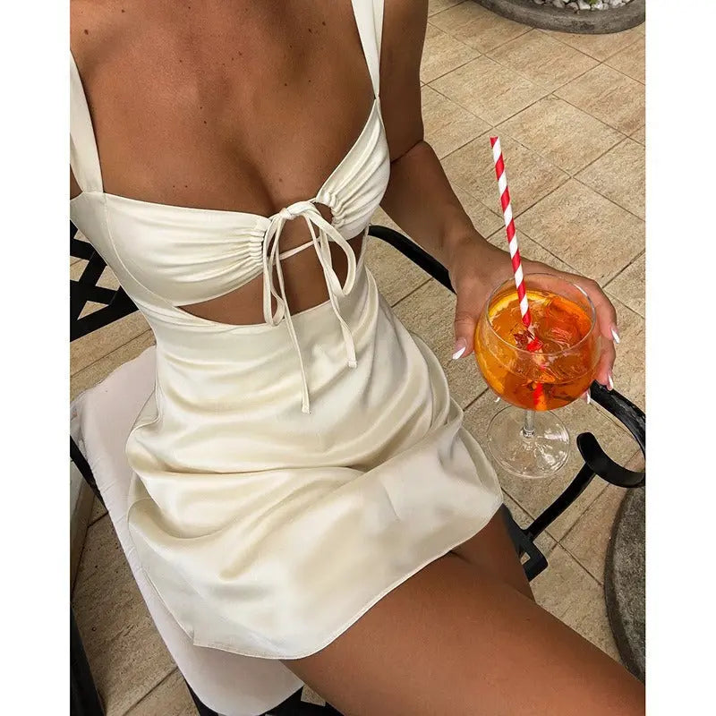 Tie Front Backless A Line Mini Dress Shellie