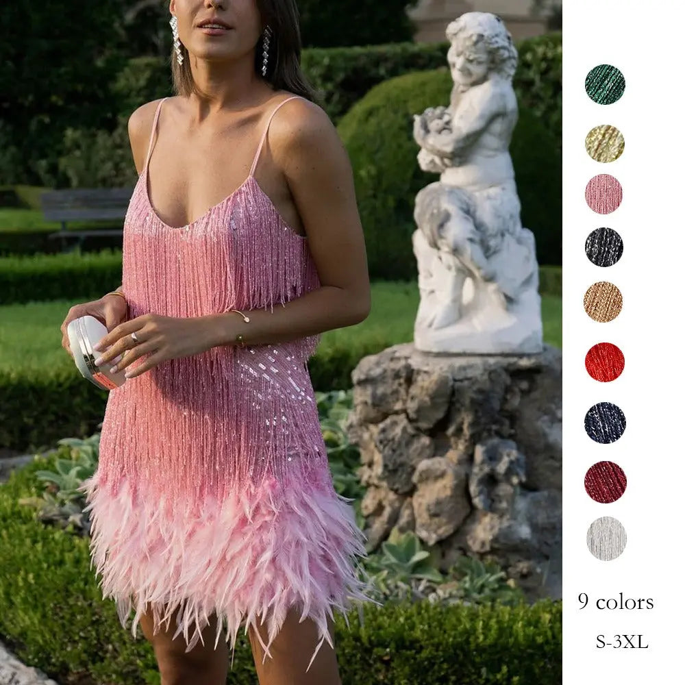 Sequin Fringe Mini Dress Shellie
