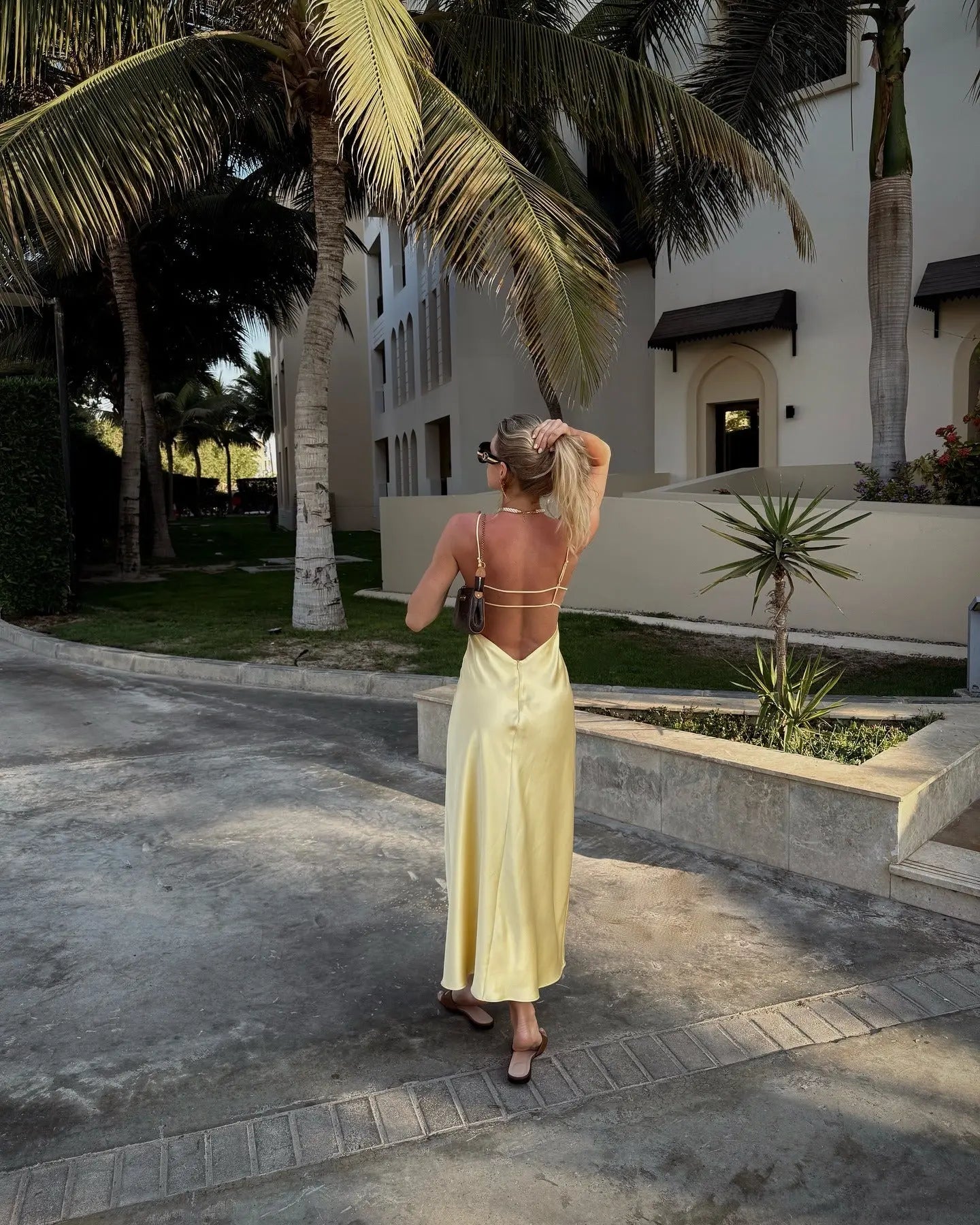 Satin Cowl Neck Slip Midi Dress Shellie
