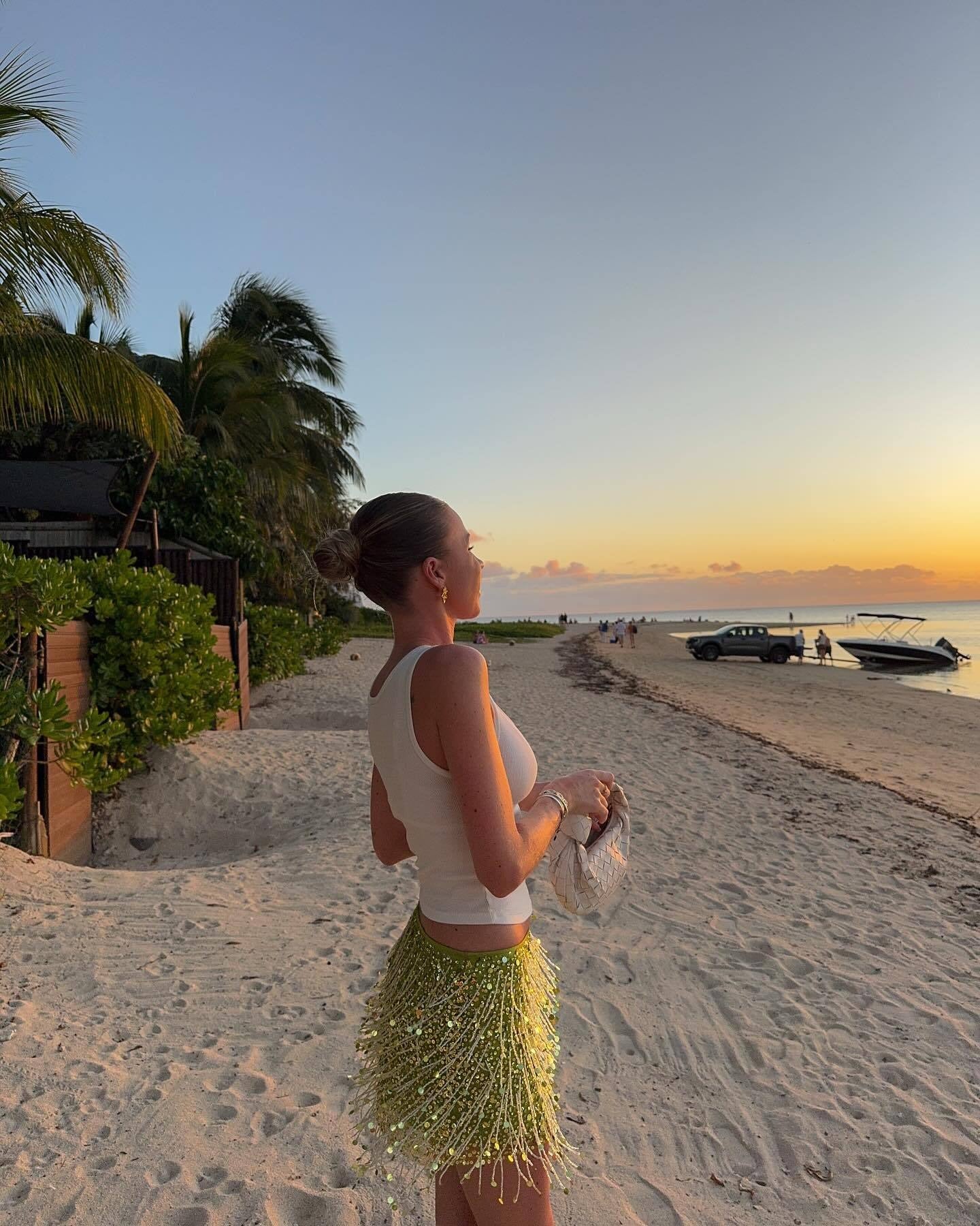 Sequin Fringe Two-Piece Mini Skirt Set