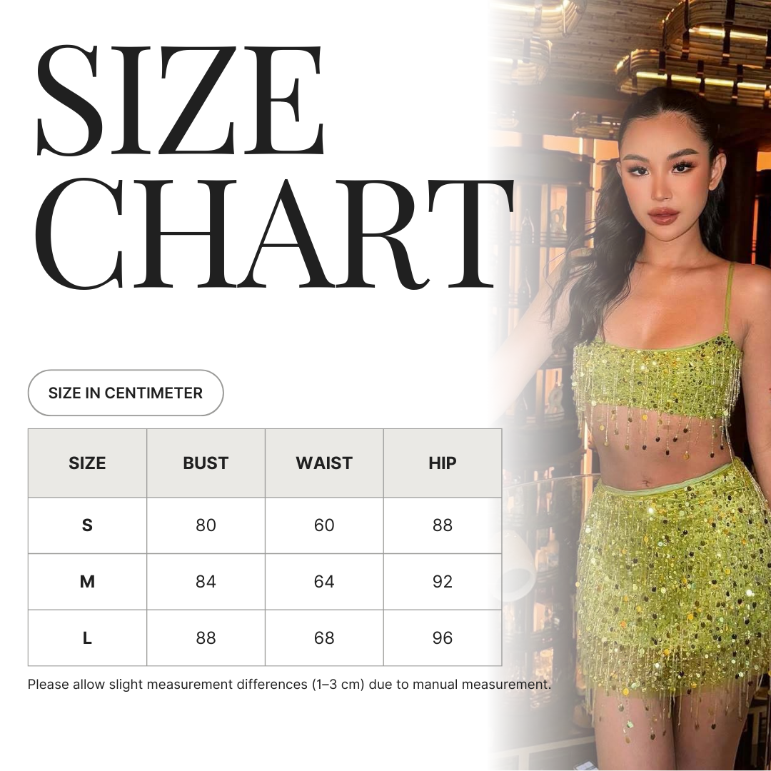 Sequin Fringe Two-Piece Mini Skirt Set