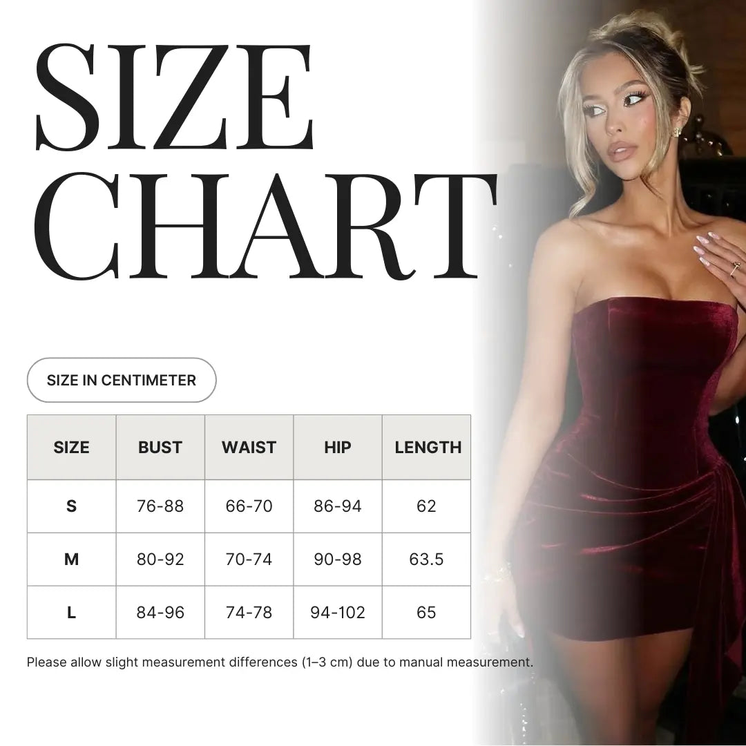 Velvet Strapless Ruched Mini Dress Carilie
