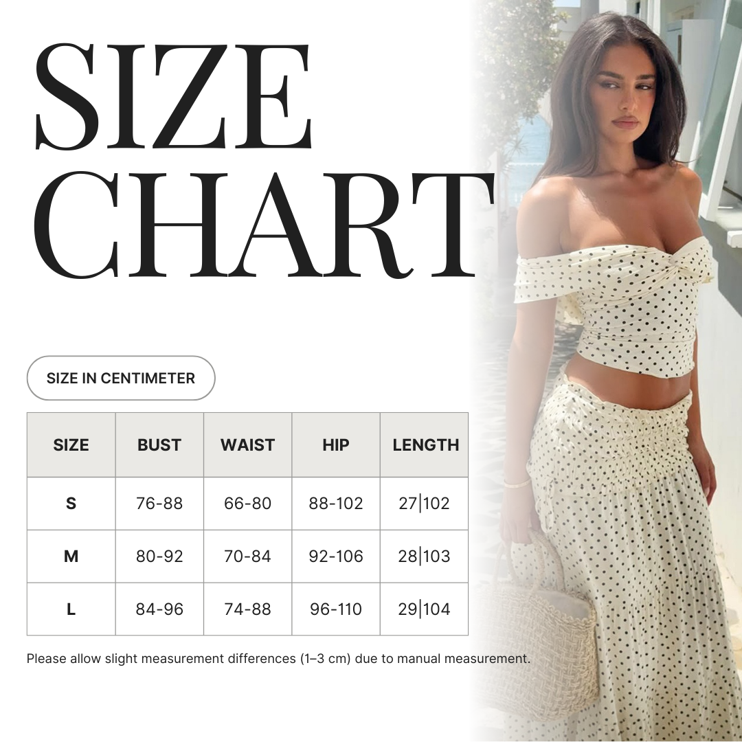 Polka Dot Off Shoulder Top and Maxi Skirt Set