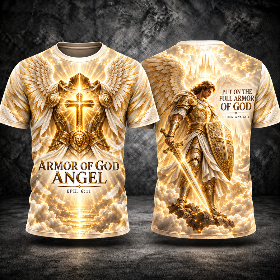 Armor of God Angel Christian 3D T-Shirt – Ephesians 6:11 Faith Shirt, Religious All Over Print Shirt