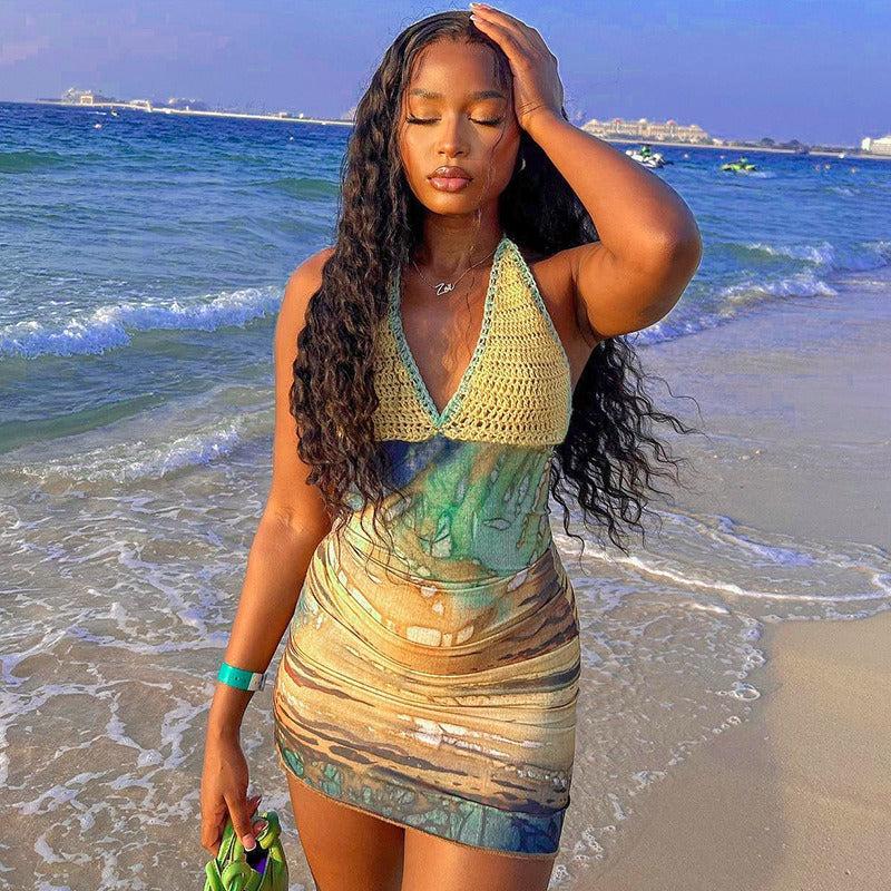 Ocean Muse Halter Mini Dress