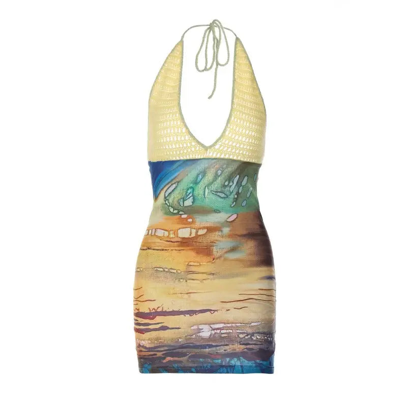 Ocean Muse Halter Mini Dress Carilie