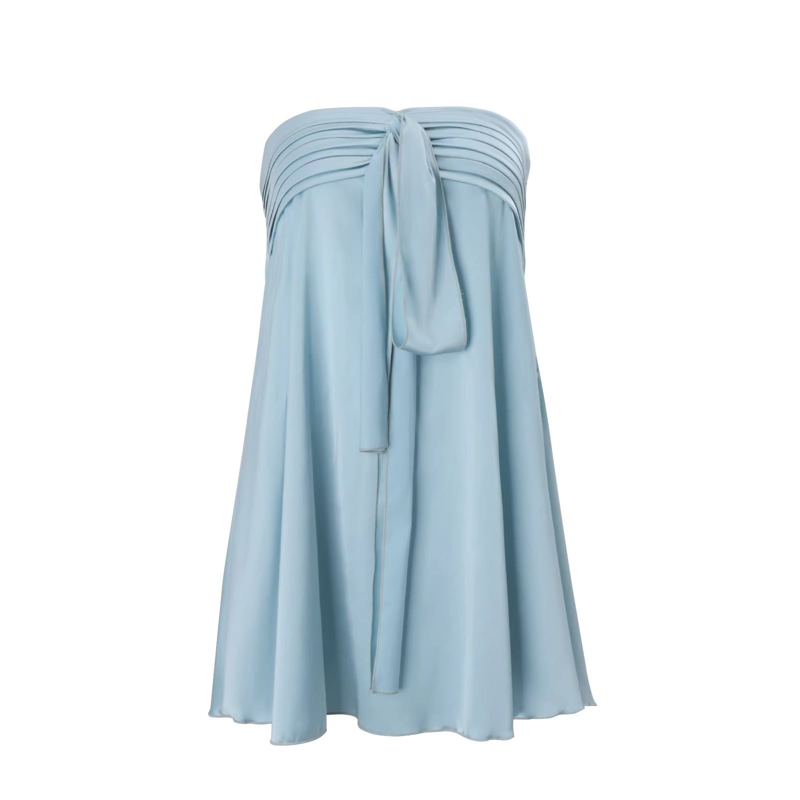 Sky Satin Strapless Mini Dress