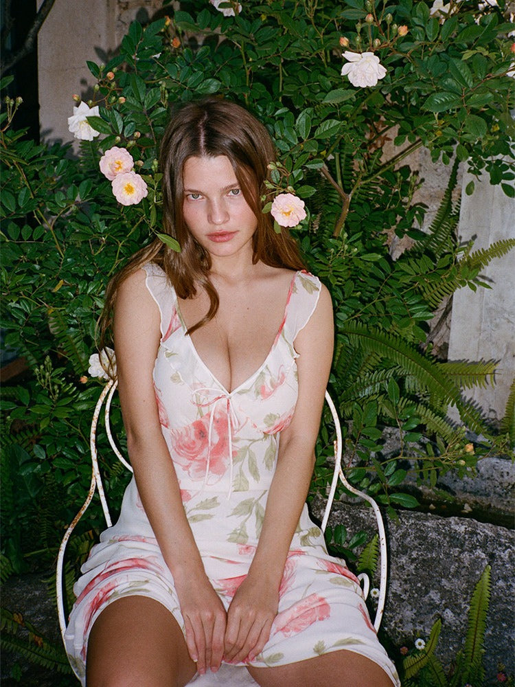 Floral Print Ruffle Strap Maxi Dress