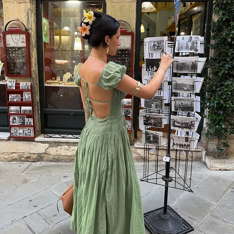 Elegant Open Back A Line Maxi Dress Carilie