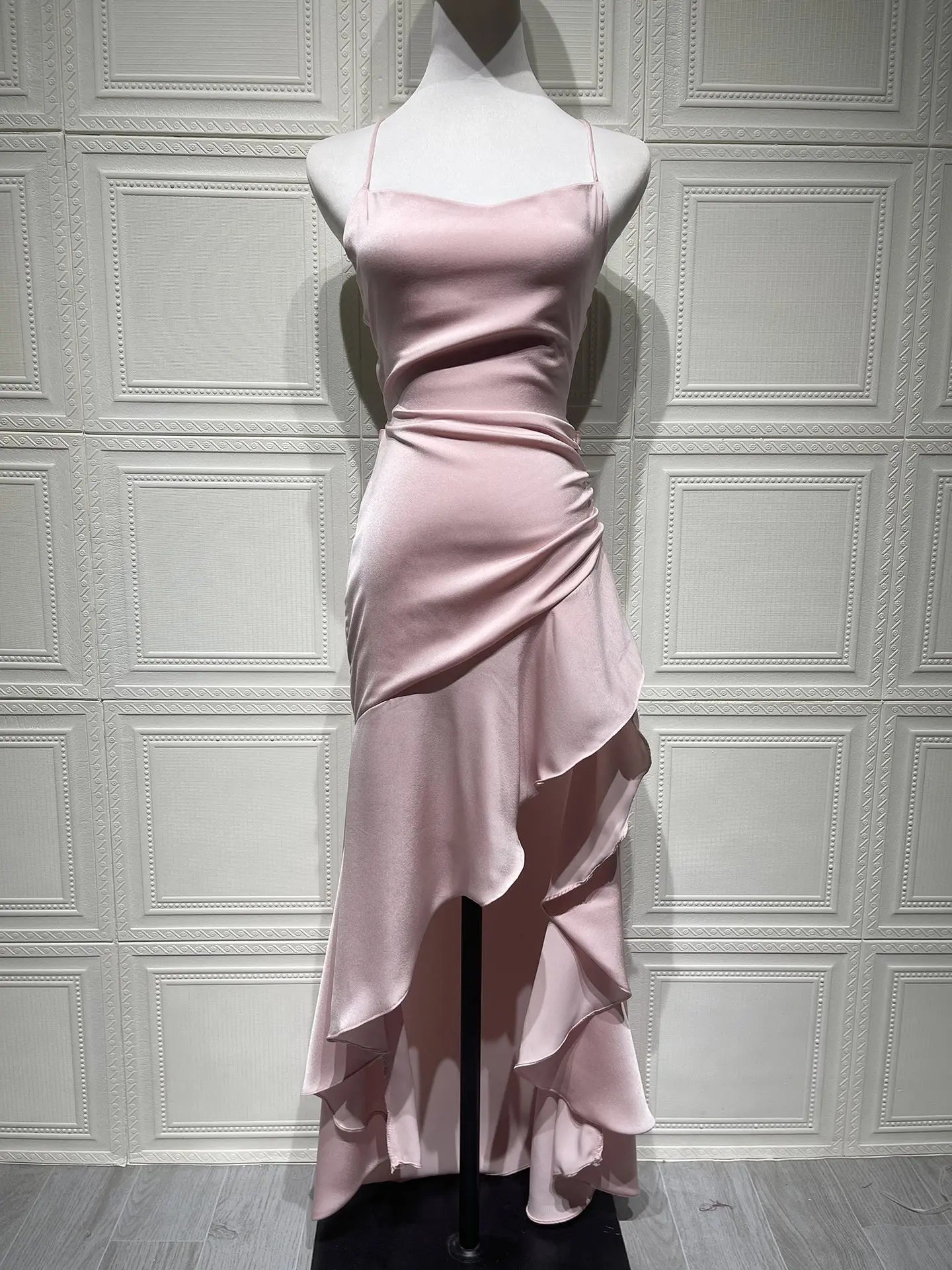 Scarlet Satin High Slit Evening Midi Dress Carilie