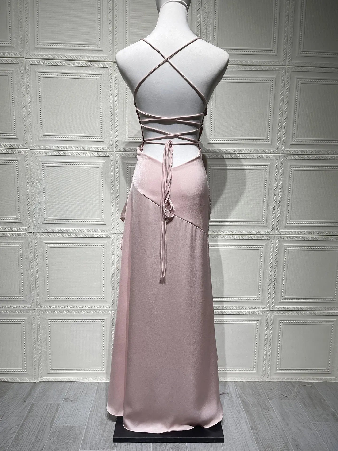 Scarlet Satin High Slit Evening Midi Dress Carilie