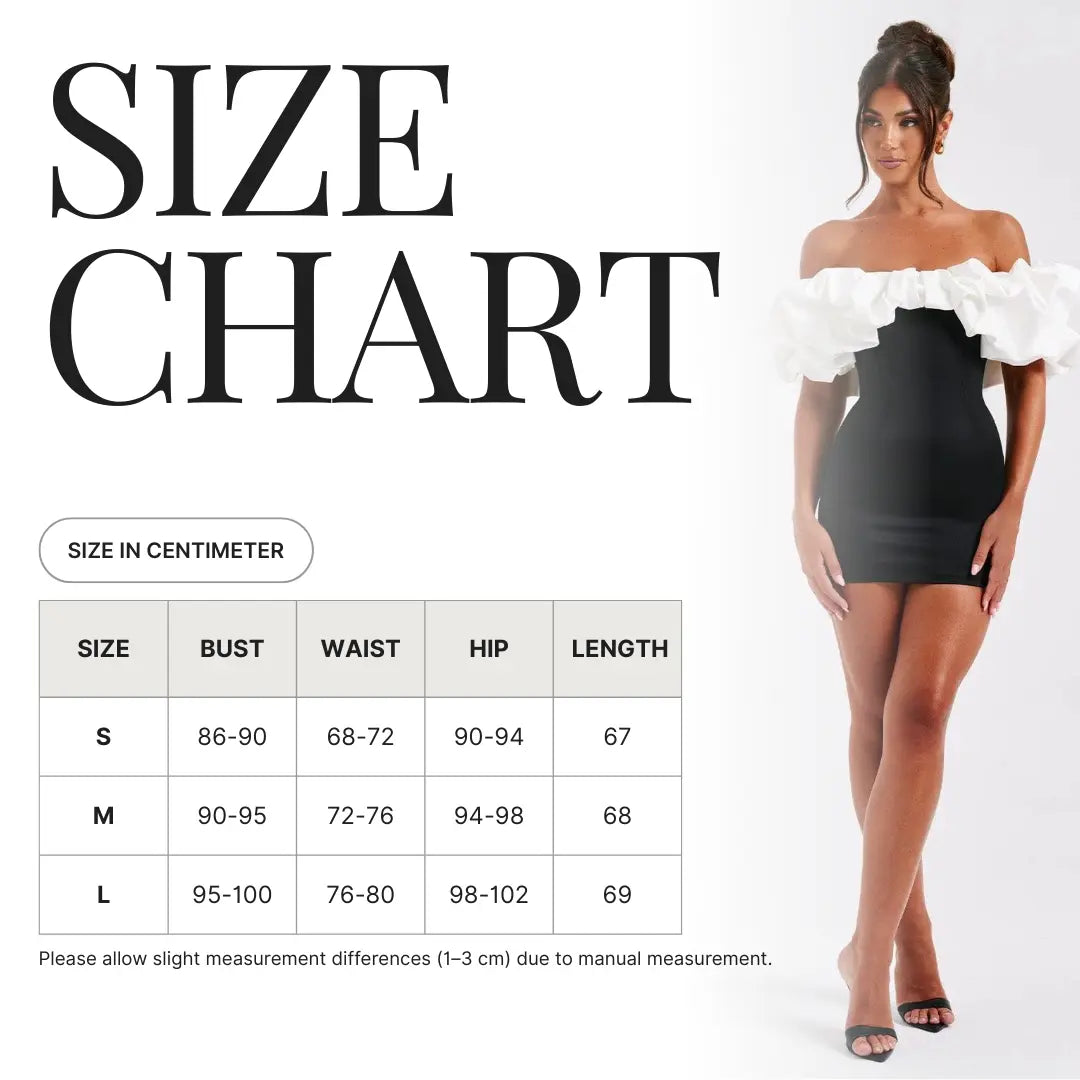 Monochrome Off Shoulder Ruffle Mini Dress Carilie