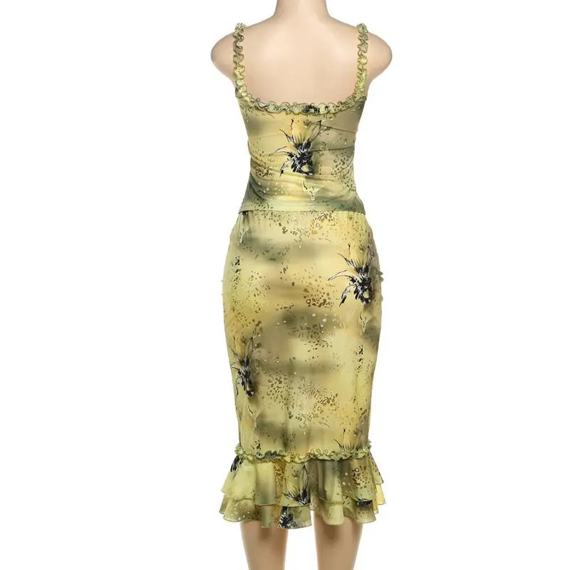 Emerald Floral Ruched Set Carilie