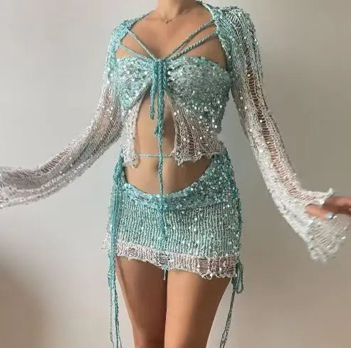Midnight Sequin Three Piece Set Carilie