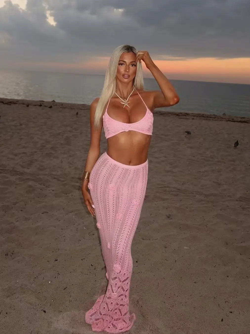 Luna Crochet Halter Maxi Set Carilie