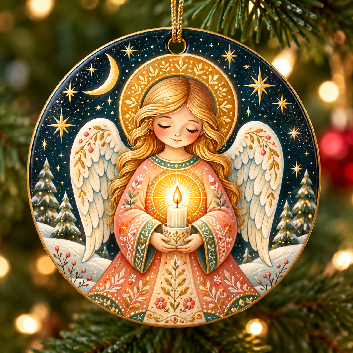 Christmas Angel Ornament, Christian Angel Christmas Ornament, Guardian Angel Gift, Religious Faith Christmas Tree Decor
