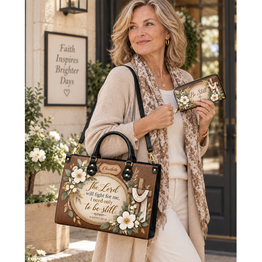 The Lord Will Fight For Me Leather Bags, Personalized Bags, Gifts for Women