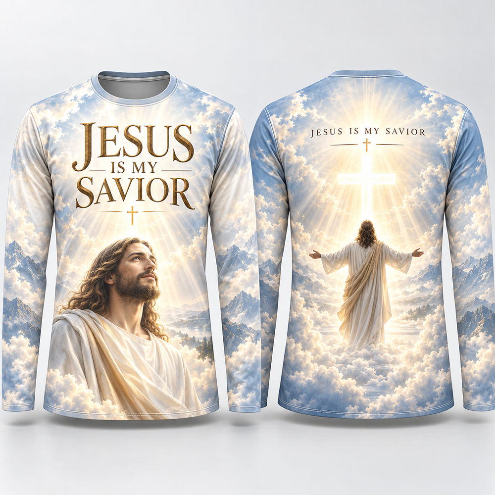 Jesus Is My Savior 3D Long Sleeve Shirt – Christian All-Over Print Men’s Tee