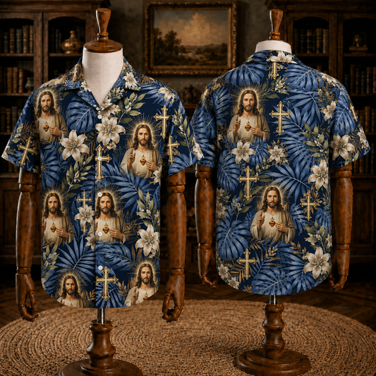 Jesus Faith Tropical Hawaiian Shirt, Christian Summer Button Up Shirt