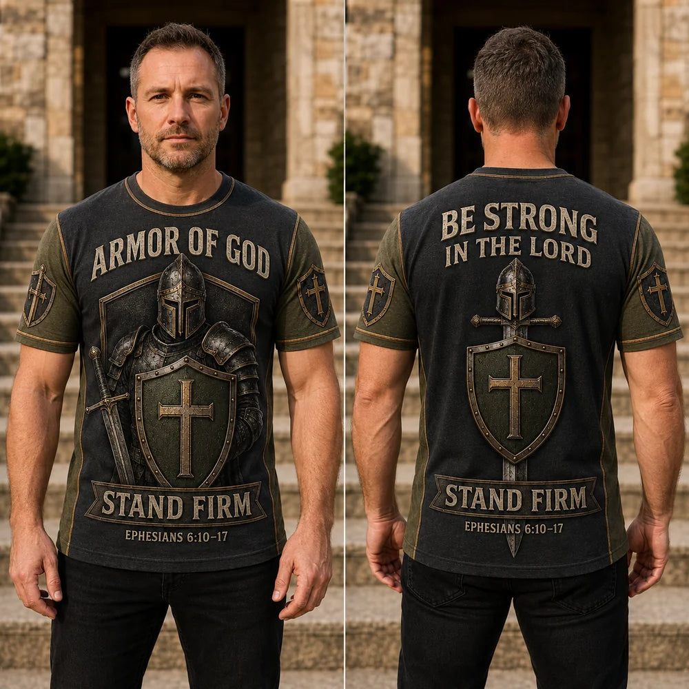 Armor of God – Stand Firm Christian Warrior 3D T-Shirt