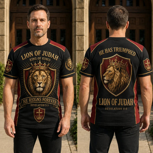 Lion of Judah – King of Kings Christian 3D T-Shirt