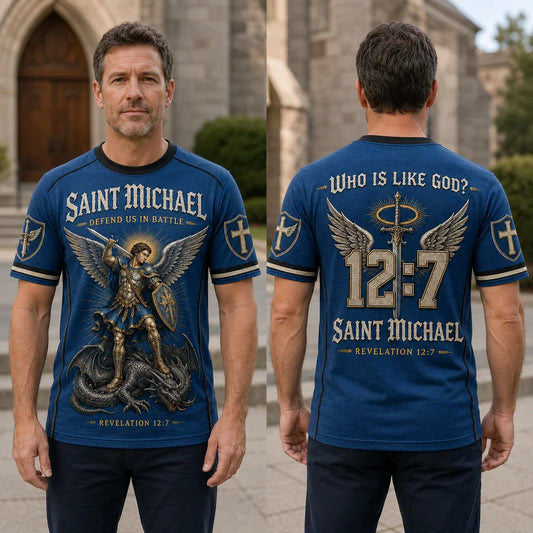 Saint Michael Defend Us in Battle Christian 3D T-Shirt