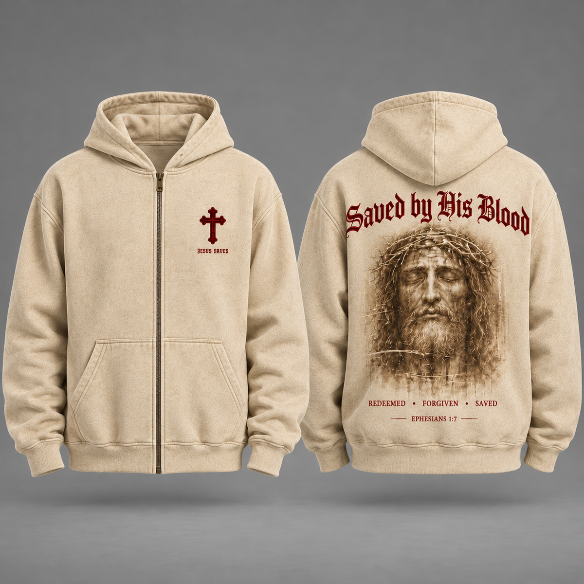 Saved By His Blood Jesus Hoodie, Christian Faith Ephesians 1:7 Hoodie