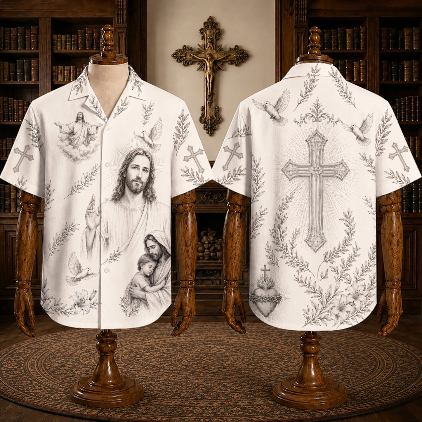 Jesus Is My Savior Philippians 4:13 Men’s Christian Hawaiian Shirt – Navy Blue