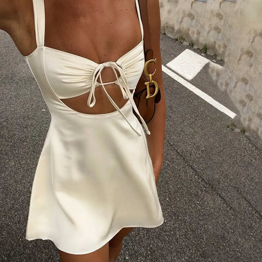 Tie Front Backless A Line Mini Dress Shellie