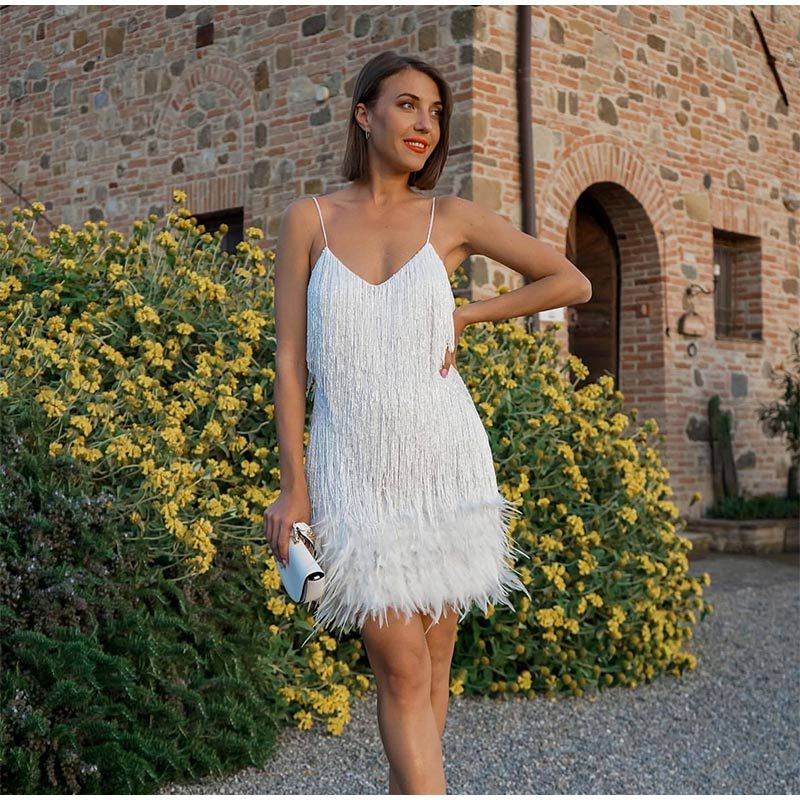 Sequin Fringe Mini Dress