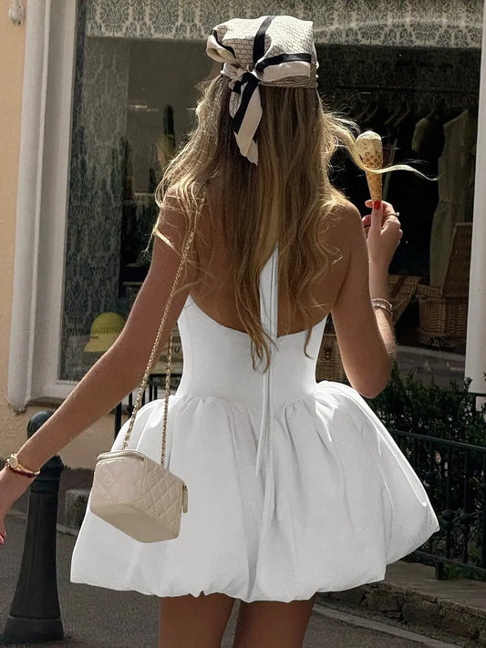 Bubble Hem High Neck Mini Dress Shellie