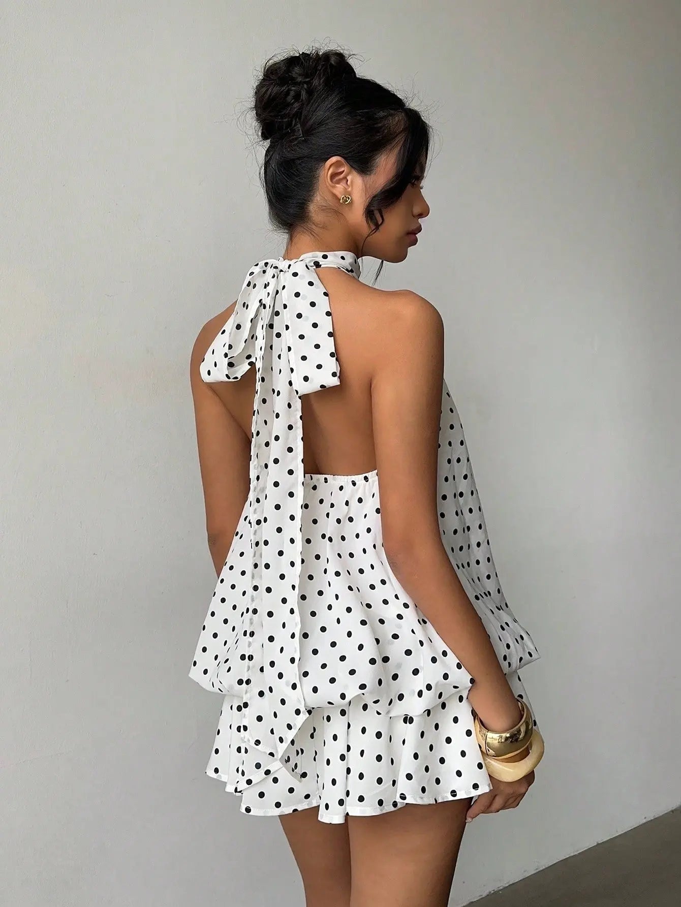 Lace Halter Backless Mini Dress