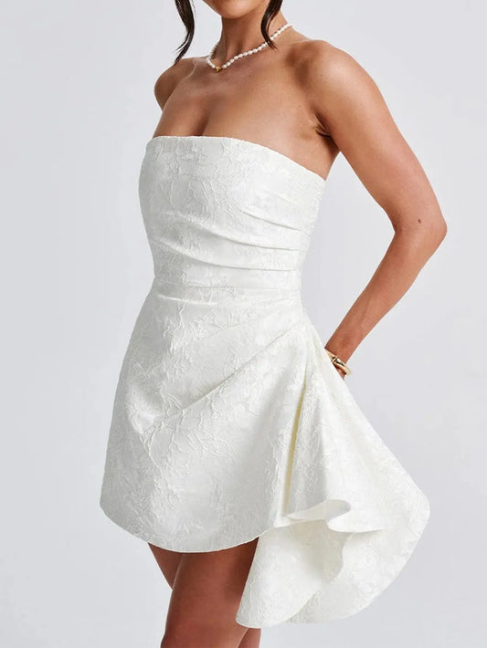 Floral Jacquard Strapless Mini Dress Shellie