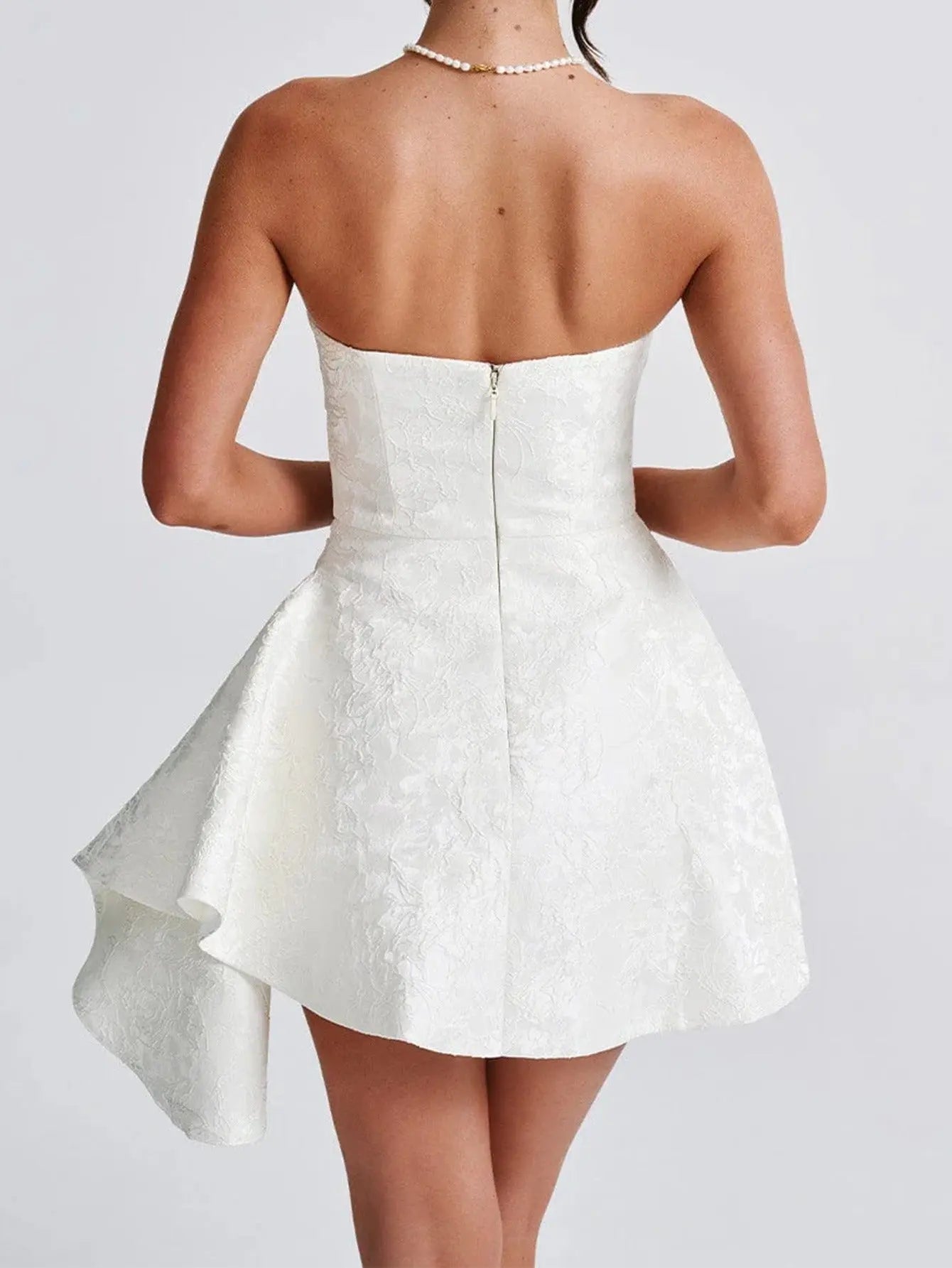 Floral Jacquard Strapless Mini Dress Shellie