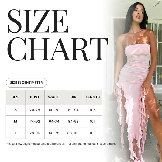 Strapless Asymmetrical Ruffle Midi Dress Shellie