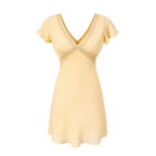 Yellow V Neck Flutter Sleeve Mini Dress Shellie