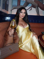 Satin Cowl Neck Slip Midi Dress Shellie