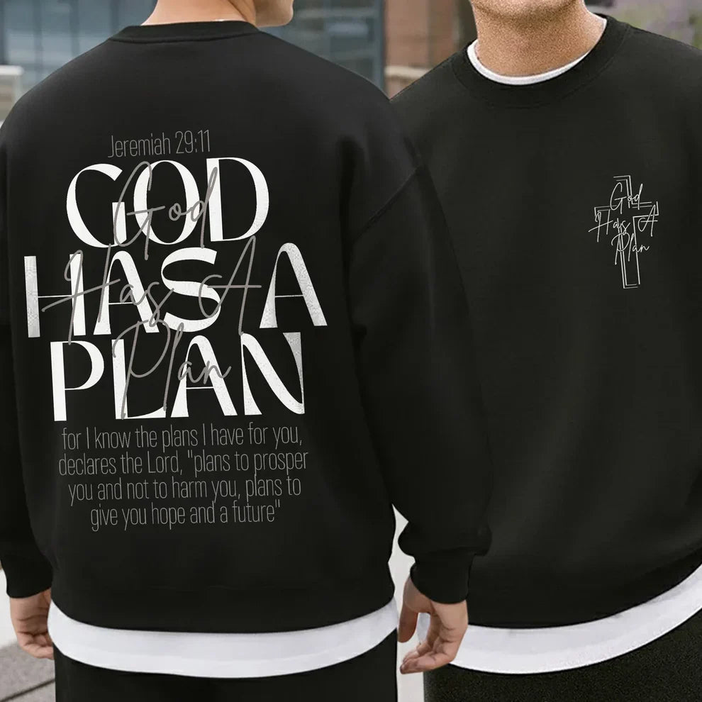 God Has a Plan Scripture Typography Design – Two Sides – Minimalist Faith – Unisex Tshirt /Hoodie/Sweatshirt
