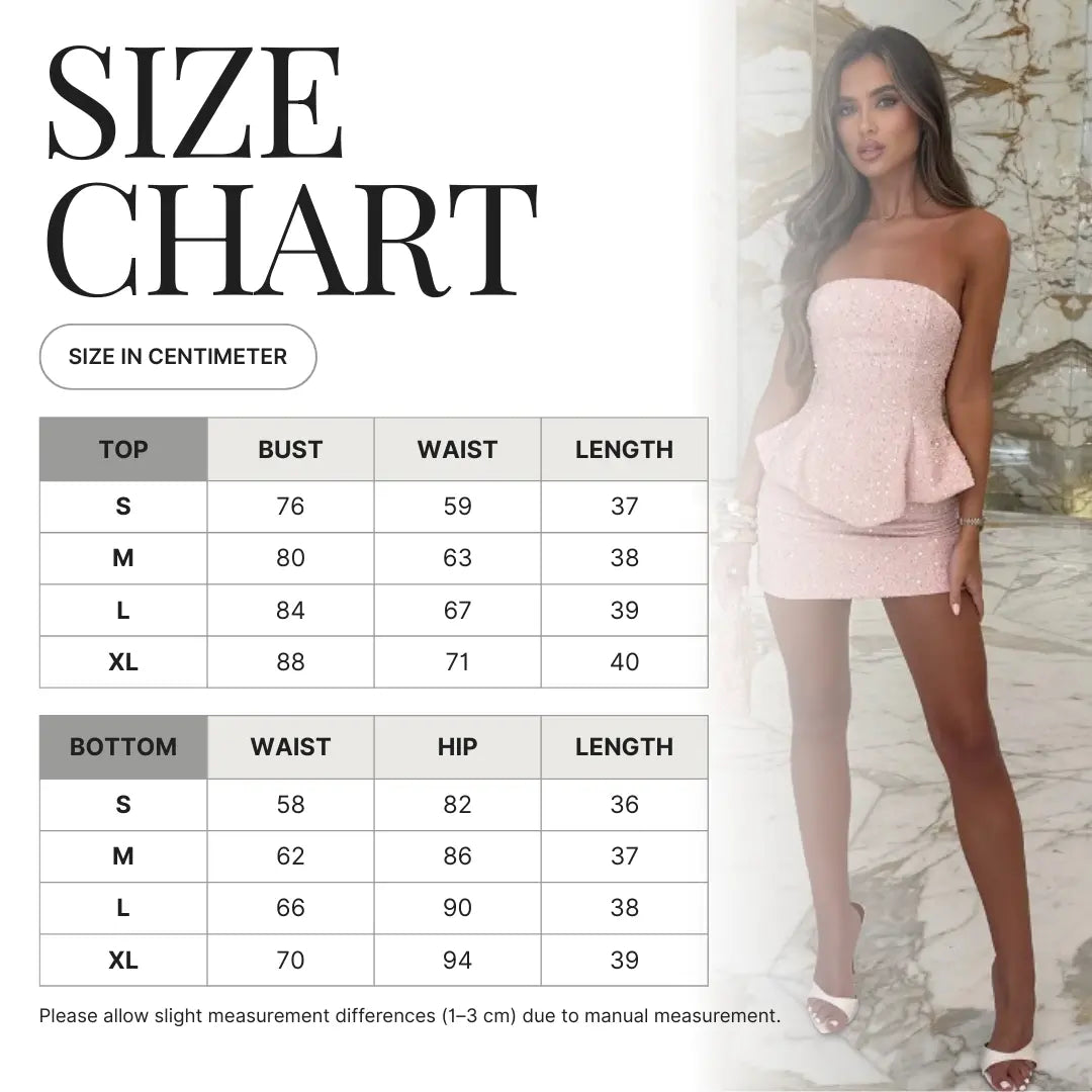 Sequin Strapless Peplum Mini Dress Carilie