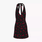 Cherry Print Halter Mini Dress Carilie