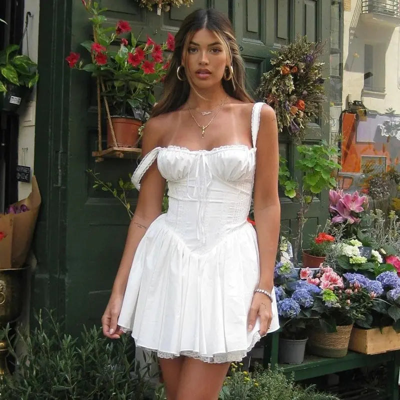 White Off-Shoulder Mini Dress Carilie
