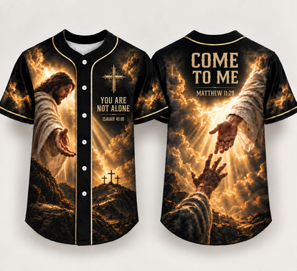 Christian Baseball Jersey – Come to Me Matthew 11:28 Jesus Faith Shirt, Isaiah 41:10 Christian Jersey