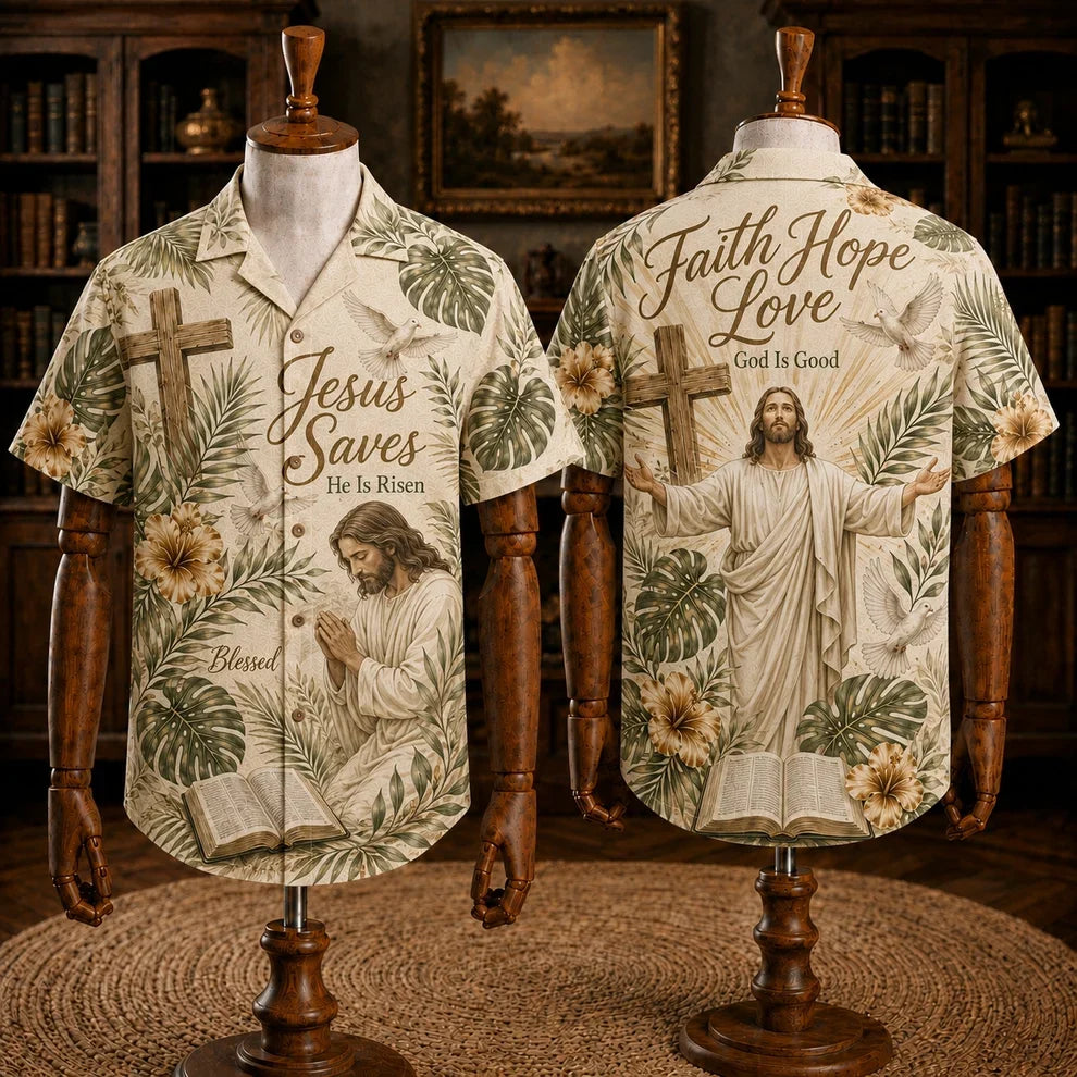 Christian Jesus Hawaiian Shirt, Religious Faith Tropical Button Up Shirt