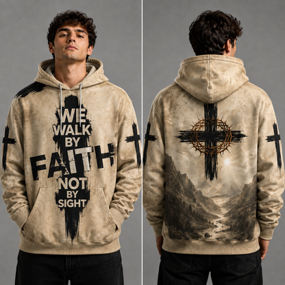 Jesus Lion of Judah Hoodie - Christian Faith Cross Graphic Pullover