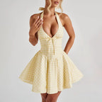 Lumière Yellow Halter Mini Dress Carilie