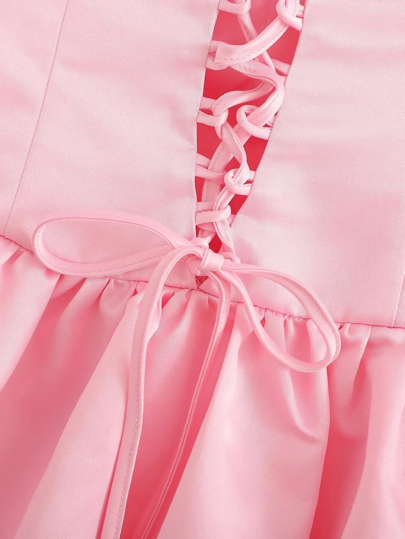 Pink Satin A Line Mini Dress Carilie