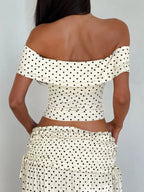 Polka Dot Off Shoulder Top and Maxi Skirt Set Carilie