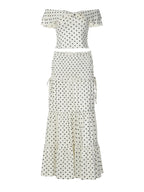 Polka Dot Off Shoulder Top and Maxi Skirt Set Carilie