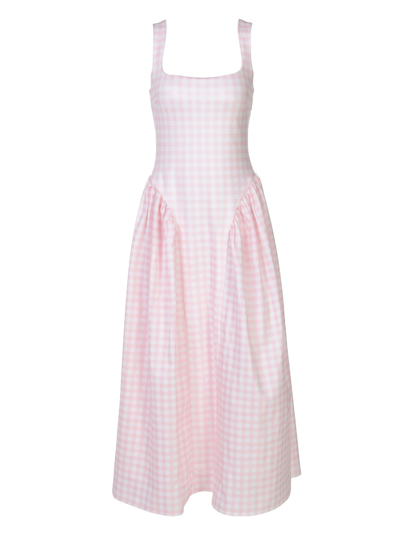 Pink And Yellow Gingham Midi Dress